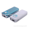 5,600mAh Power Banks with Flashlight, 5,600mAh CapacityNew